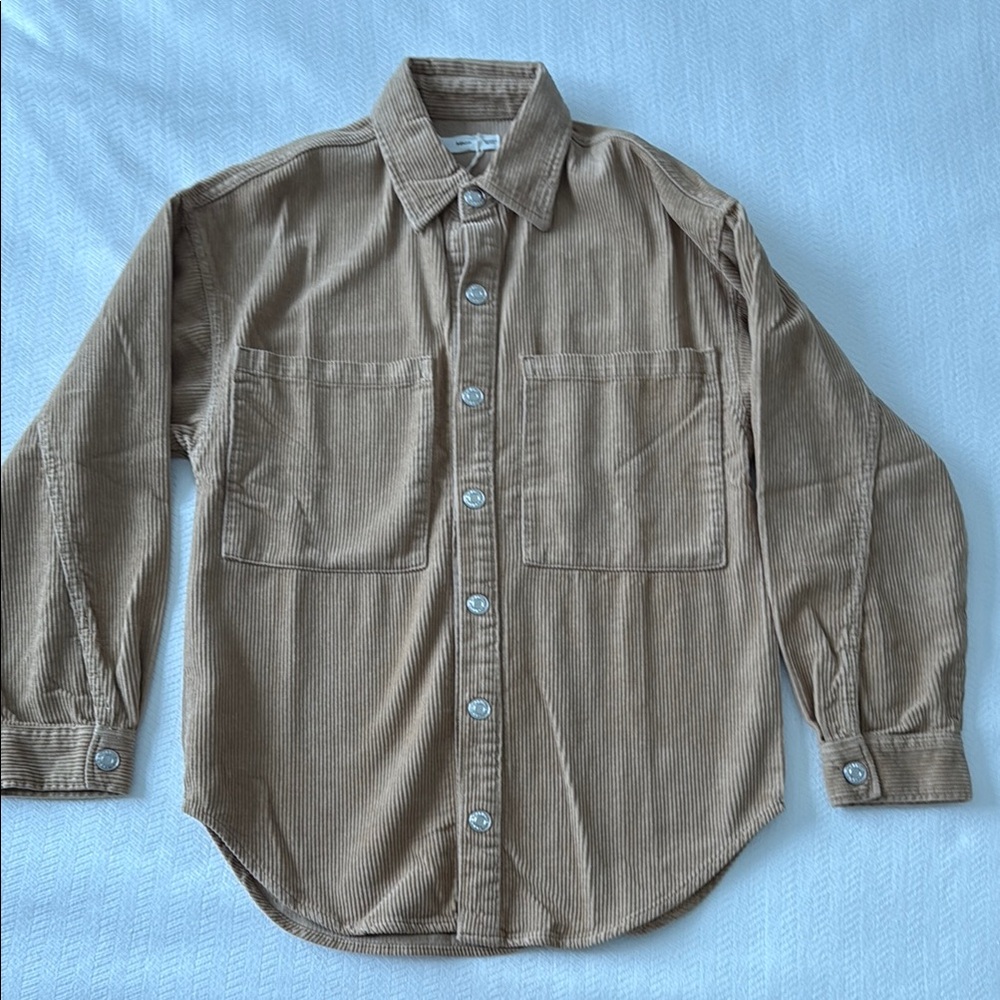 Mango Tan Long Sleeve Casual Button Down Shacket Shirt/Jacket Size 2